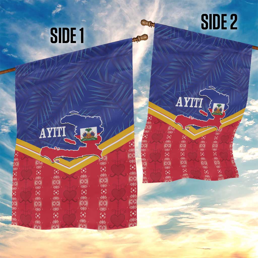 Afro-Haitians Garden Flag Proud Ayiti Veve Vodou Royal Palm Leaves - Wonder Print Shop