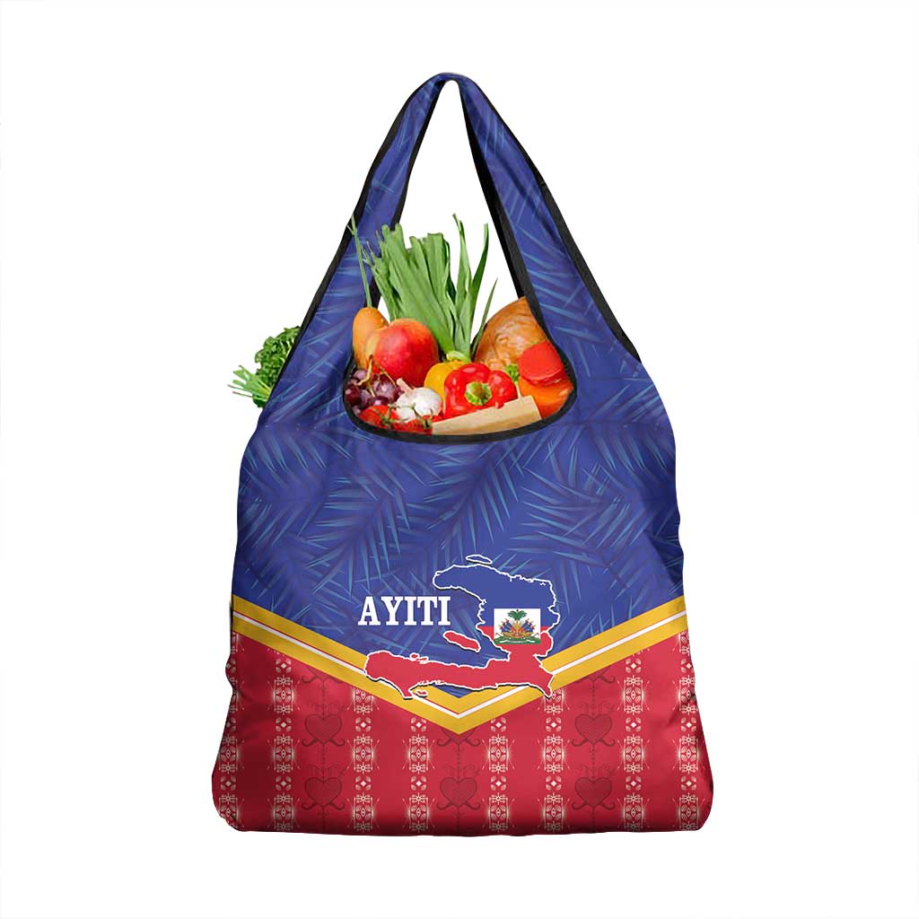 Afro-Haitians Grocery Bag Proud Ayiti Veve Vodou Royal Palm Leaves - Wonder Print Shop