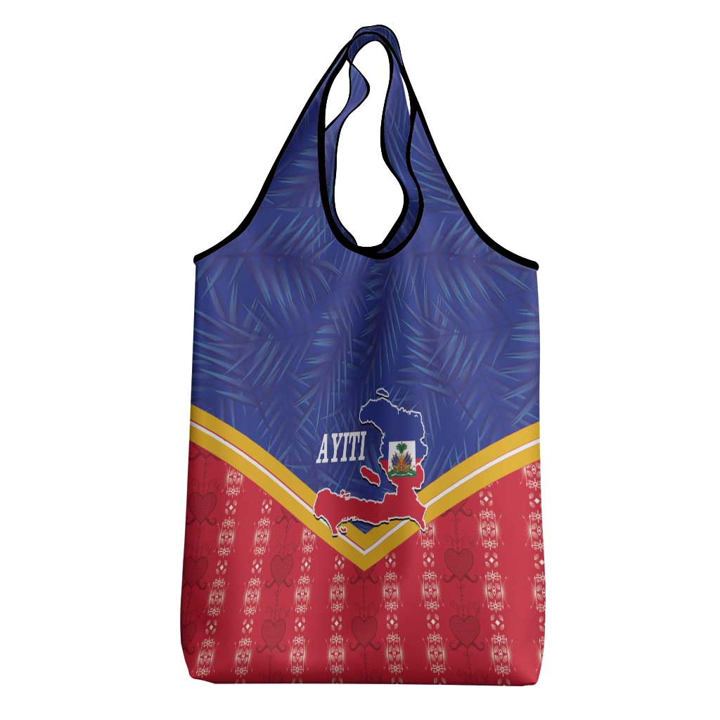 Afro-Haitians Grocery Bag Proud Ayiti Veve Vodou Royal Palm Leaves - Wonder Print Shop