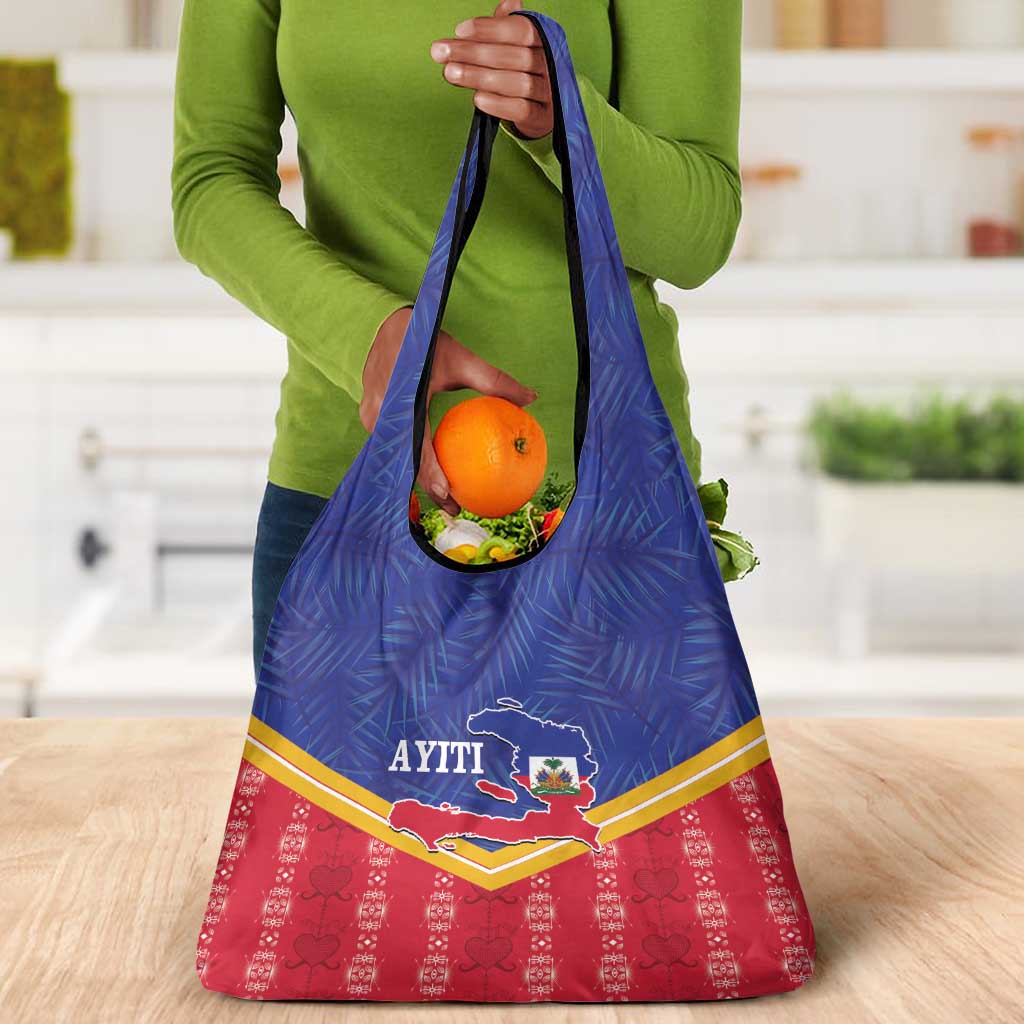 Afro-Haitians Grocery Bag Proud Ayiti Veve Vodou Royal Palm Leaves - Wonder Print Shop