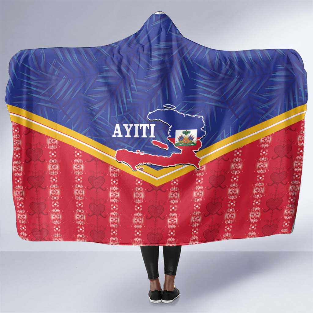 Afro-Haitians Hooded Blanket Proud Ayiti Veve Vodou Royal Palm Leaves - Wonder Print Shop