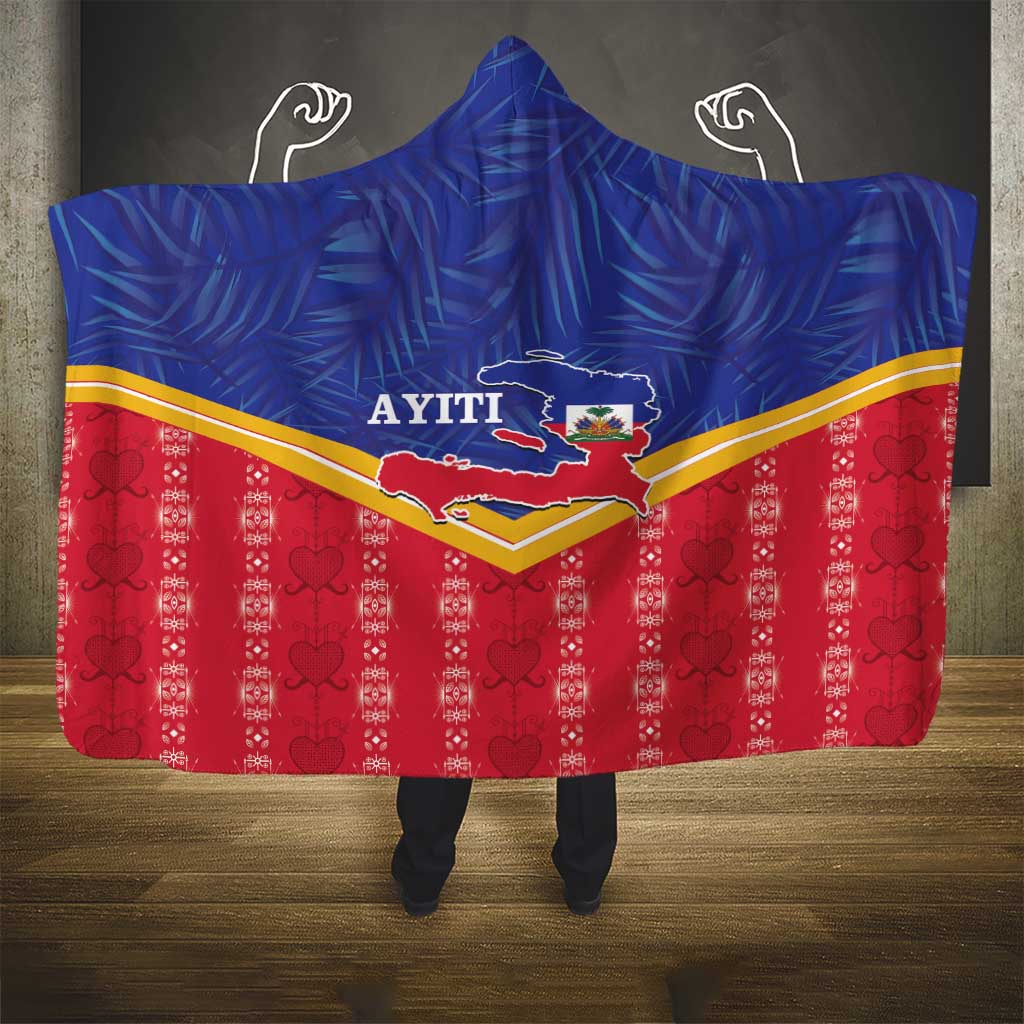 Afro-Haitians Hooded Blanket Proud Ayiti Veve Vodou Royal Palm Leaves - Wonder Print Shop