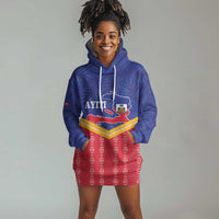 Afro-Haitians Hoodie Dress Proud Ayiti Veve Vodou Royal Palm Leaves - Wonder Print Shop