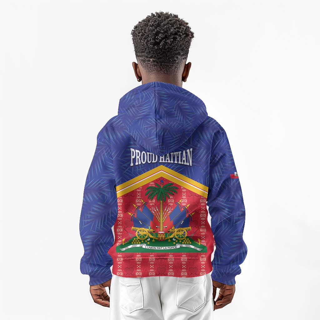Afro-Haitians Kid Hoodie Proud Ayiti Veve Vodou Royal Palm Leaves - Wonder Print Shop