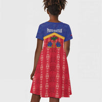 Afro-Haitians Kid Short Sleeve Dress Proud Ayiti Veve Vodou Royal Palm Leaves LT14