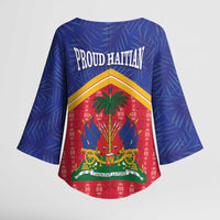 Afro-Haitians Kimono Sleeve Blouse Proud Ayiti Veve Vodou Royal Palm Leaves - Wonder Print Shop