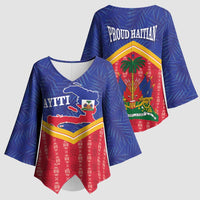 Afro-Haitians Kimono Sleeve Blouse Proud Ayiti Veve Vodou Royal Palm Leaves - Wonder Print Shop