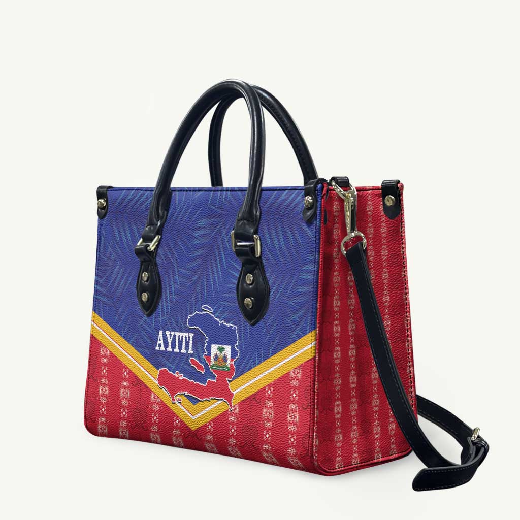 Afro-Haitians Leather Bag Proud Ayiti Veve Vodou Royal Palm Leaves - Wonder Print Shop