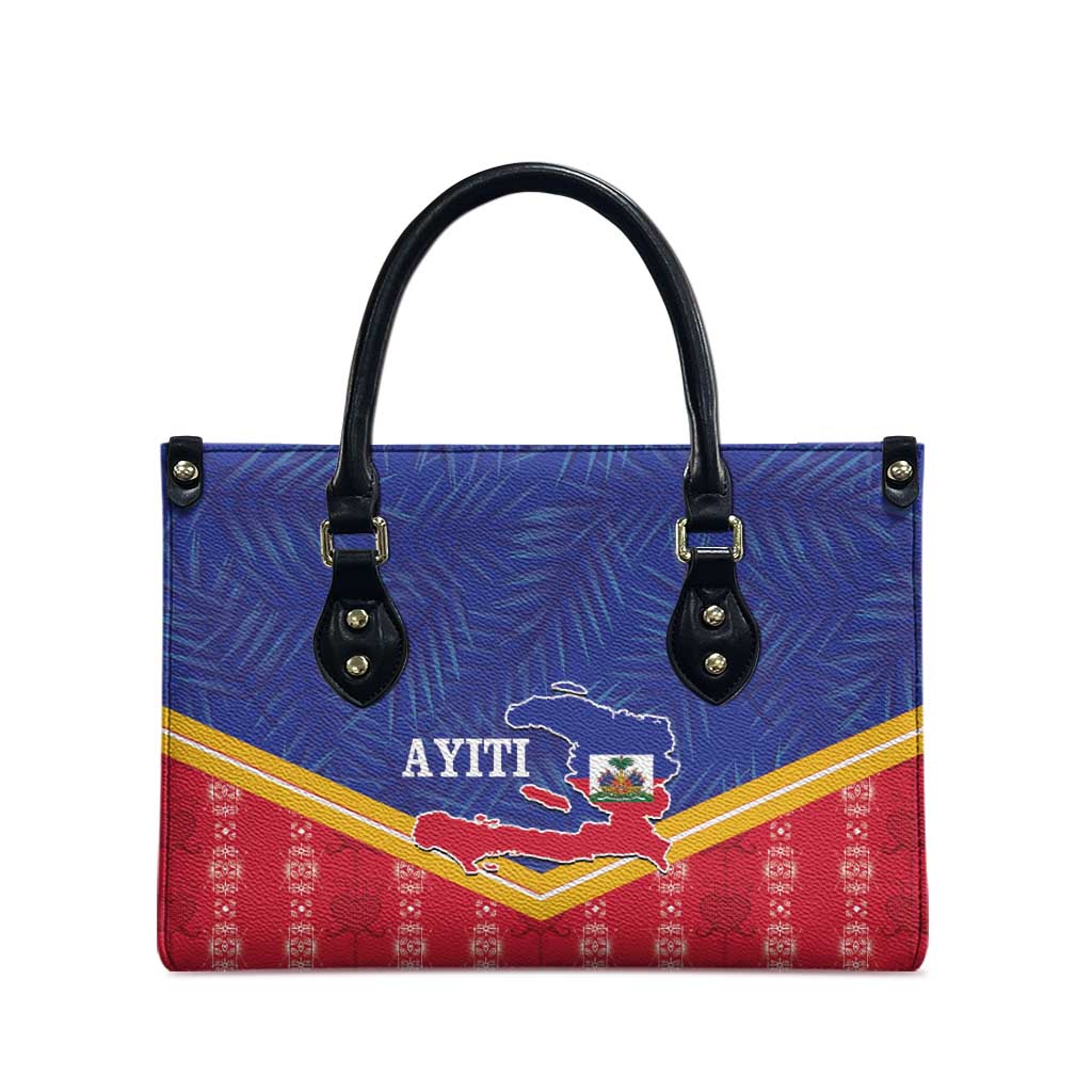 Afro-Haitians Leather Bag Proud Ayiti Veve Vodou Royal Palm Leaves - Wonder Print Shop