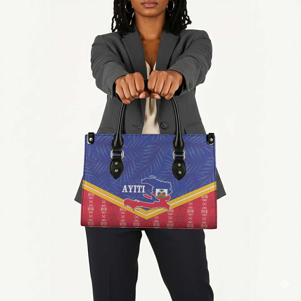 Afro-Haitians Leather Bag Proud Ayiti Veve Vodou Royal Palm Leaves - Wonder Print Shop