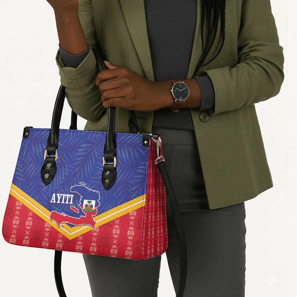 Afro-Haitians Leather Bag Proud Ayiti Veve Vodou Royal Palm Leaves - Wonder Print Shop