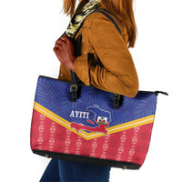 Afro-Haitians Leather Tote Bag Proud Ayiti Veve Vodou Royal Palm Leaves - Wonder Print Shop