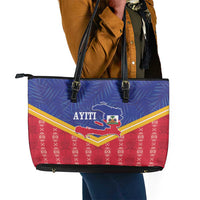 Afro-Haitians Leather Tote Bag Proud Ayiti Veve Vodou Royal Palm Leaves - Wonder Print Shop