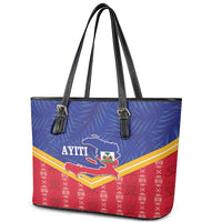 Afro-Haitians Leather Tote Bag Proud Ayiti Veve Vodou Royal Palm Leaves - Wonder Print Shop