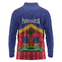 Afro-Haitians Long Sleeve Polo Shirt Proud Ayiti Veve Vodou Royal Palm Leaves - Wonder Print Shop