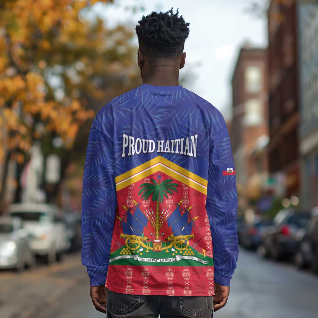 Afro-Haitians Long Sleeve Shirt Proud Ayiti Veve Vodou Royal Palm Leaves - Wonder Print Shop