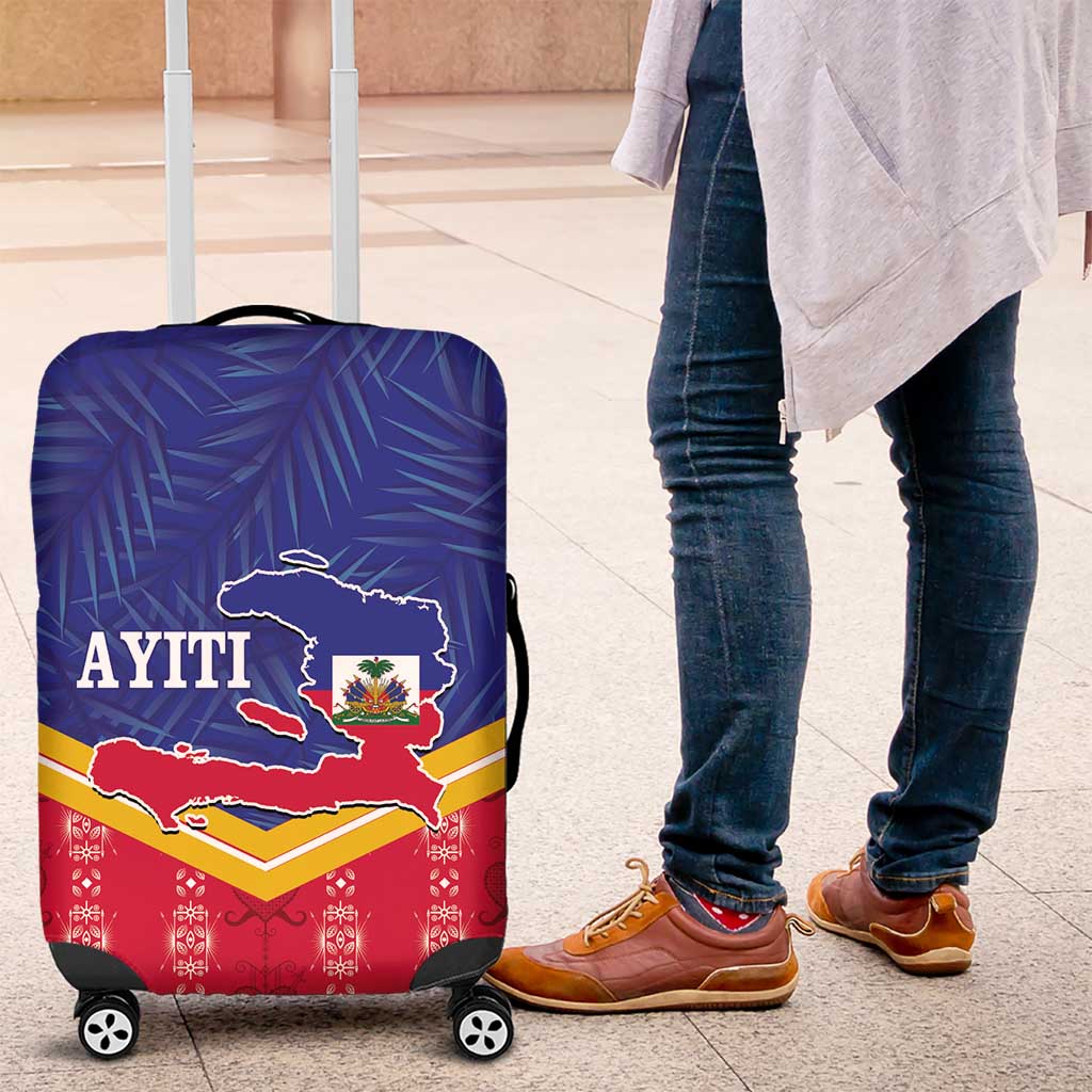 Afro-Haitians Luggage Cover Proud Ayiti Veve Vodou Royal Palm Leaves - Wonder Print Shop