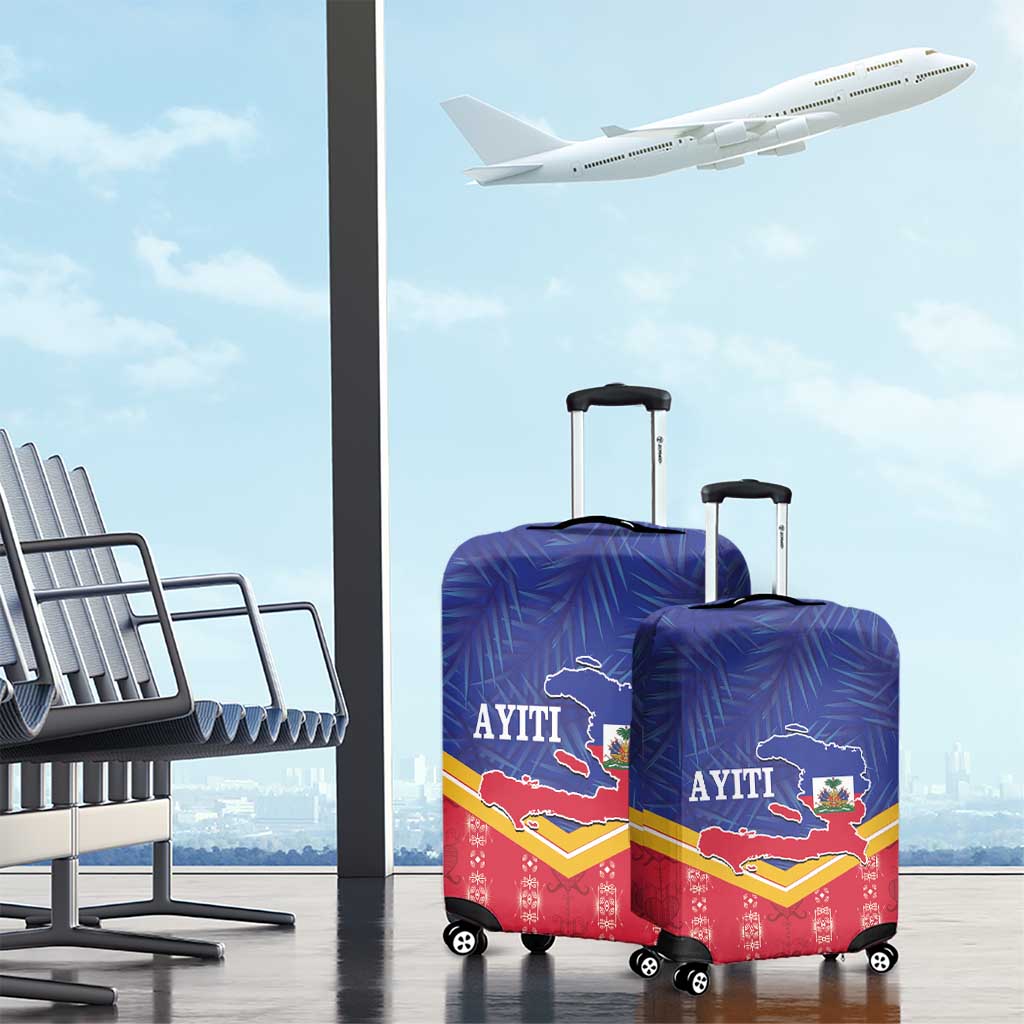 Afro-Haitians Luggage Cover Proud Ayiti Veve Vodou Royal Palm Leaves - Wonder Print Shop