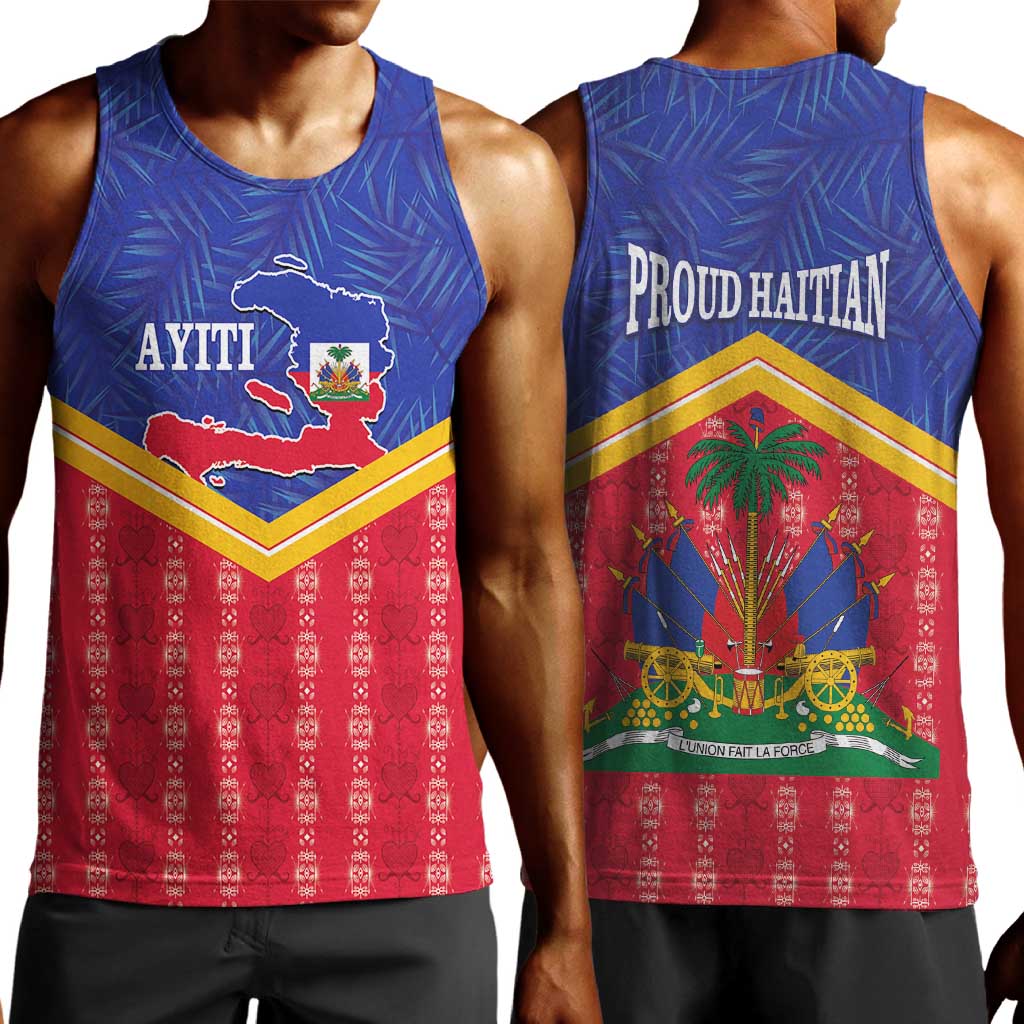 Afro-Haitians Men Tank Top Proud Ayiti Veve Vodou Royal Palm Leaves - Wonder Print Shop