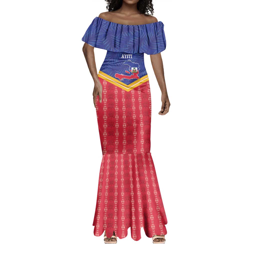 Afro-Haitians Mermaid Dress Proud Ayiti Veve Vodou Royal Palm Leaves LT14