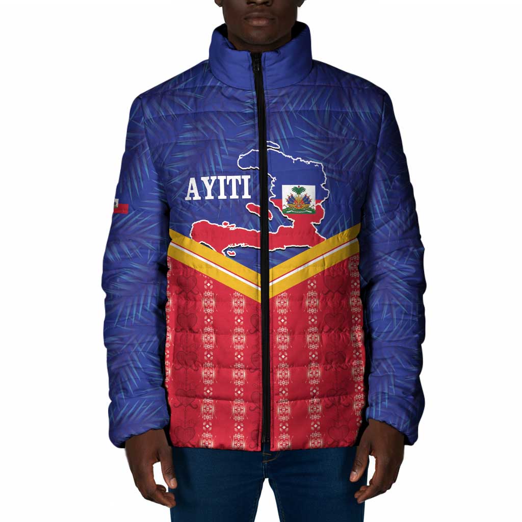 Afro-Haitians Padded Jacket Proud Ayiti Veve Vodou Royal Palm Leaves - Wonder Print Shop