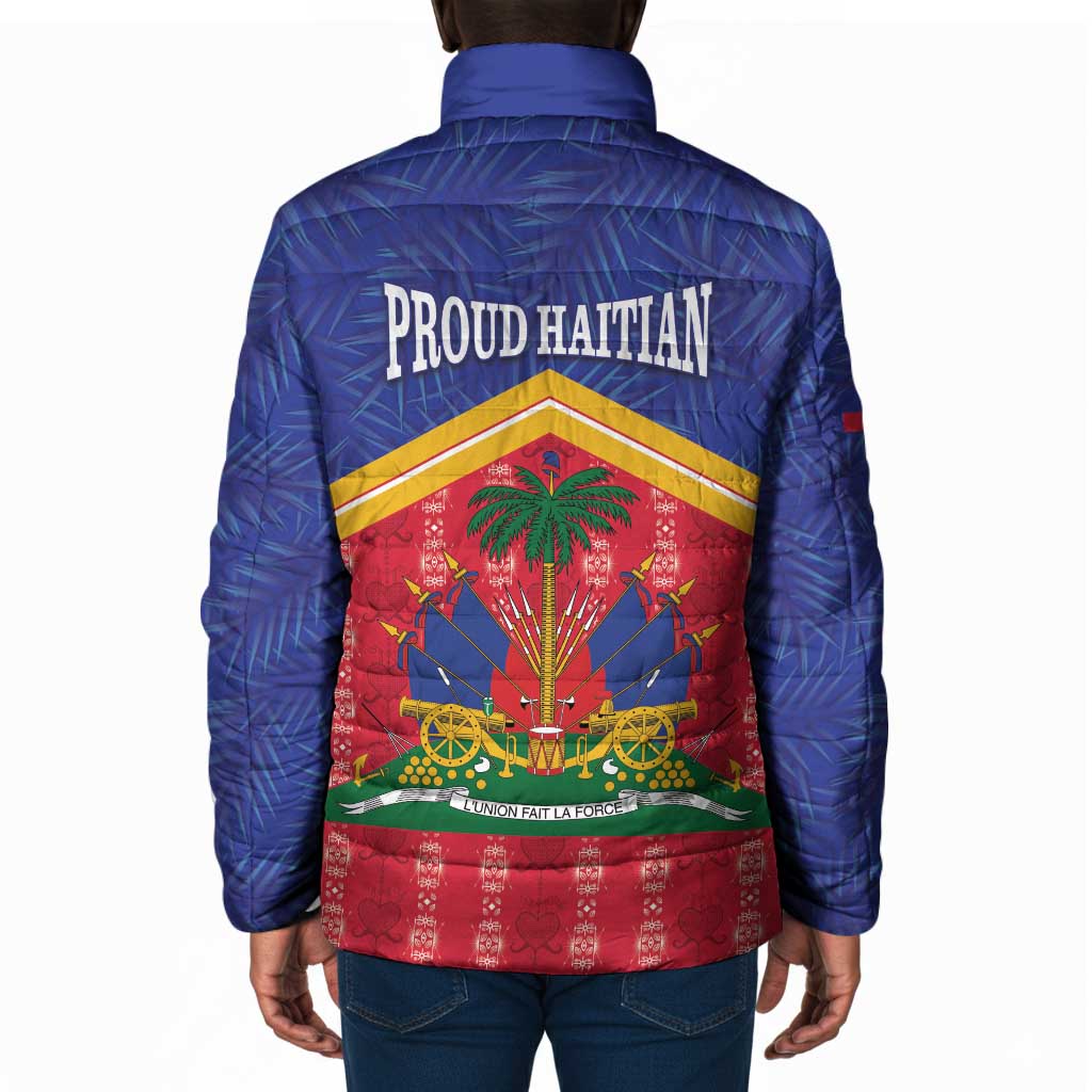 Afro-Haitians Padded Jacket Proud Ayiti Veve Vodou Royal Palm Leaves - Wonder Print Shop