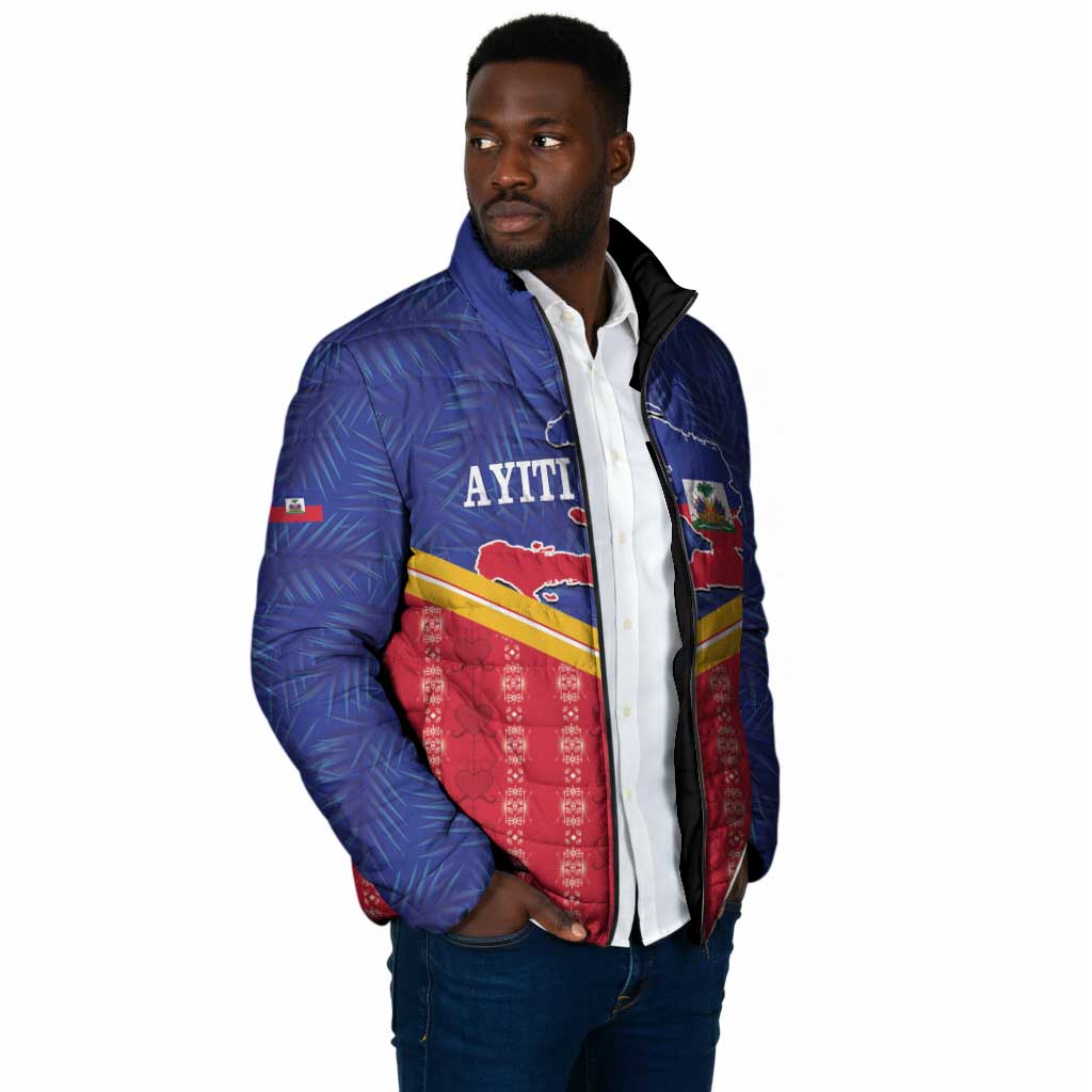 Afro-Haitians Padded Jacket Proud Ayiti Veve Vodou Royal Palm Leaves - Wonder Print Shop