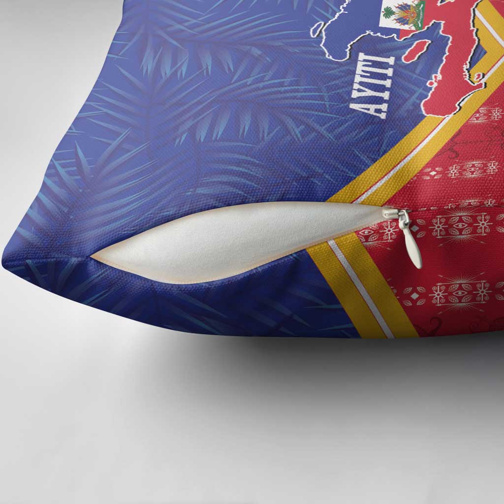 Afro-Haitians Pillow Cover Proud Ayiti Veve Vodou Royal Palm Leaves - Wonder Print Shop