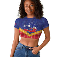 Afro-Haitians Raglan Cropped T shirt Proud Ayiti Veve Vodou Royal Palm Leaves LT14