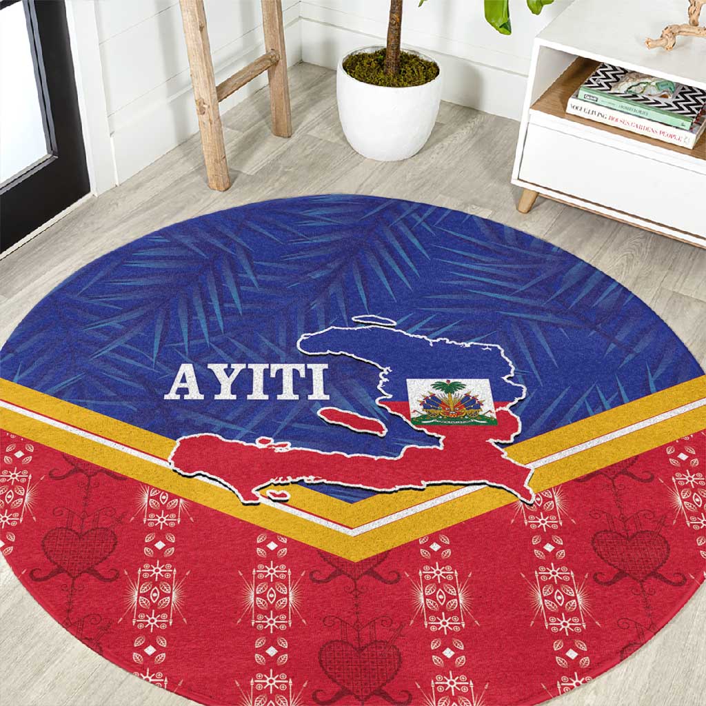 Afro-Haitians Round Carpet Proud Ayiti Veve Vodou Royal Palm Leaves - Wonder Print Shop
