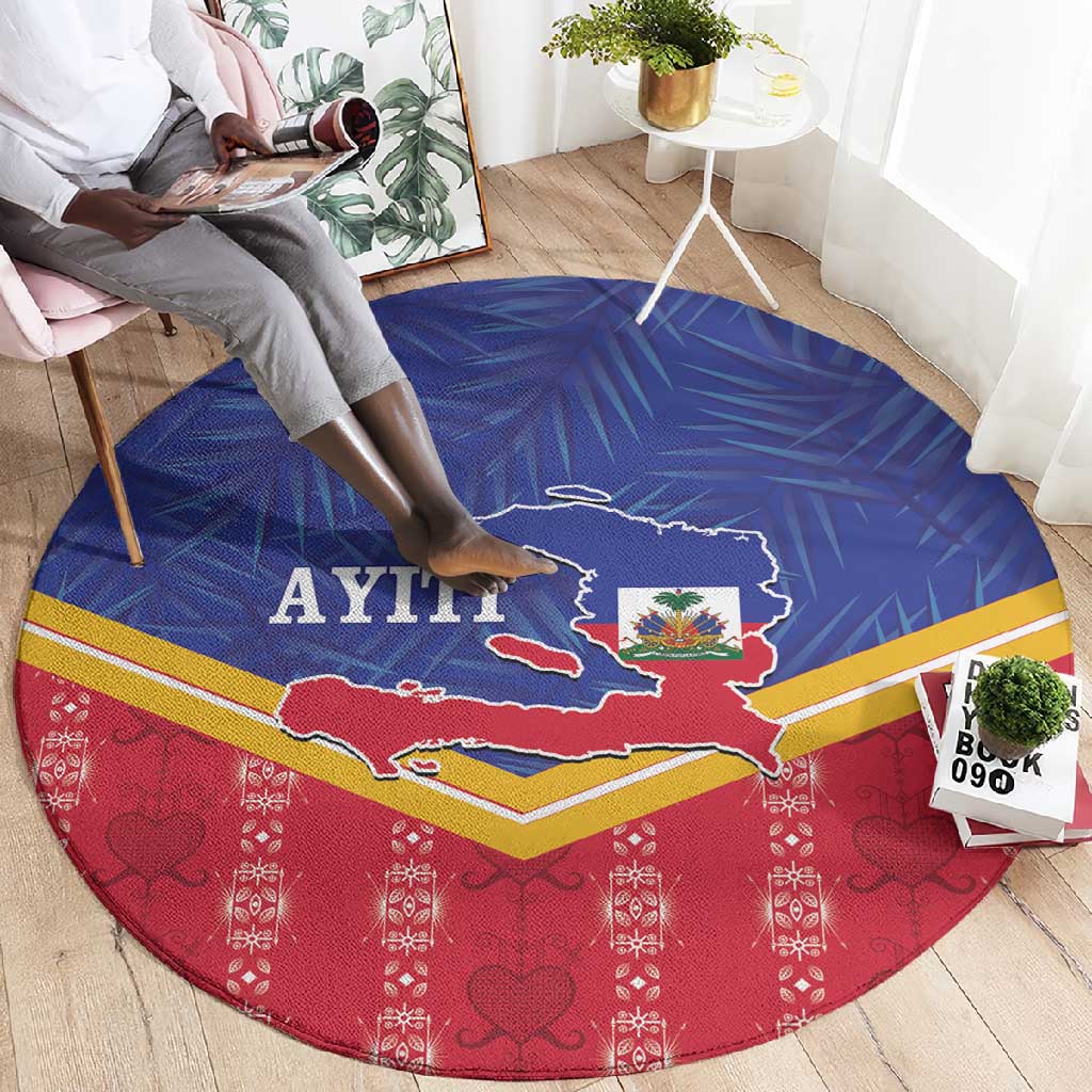 Afro-Haitians Round Carpet Proud Ayiti Veve Vodou Royal Palm Leaves - Wonder Print Shop