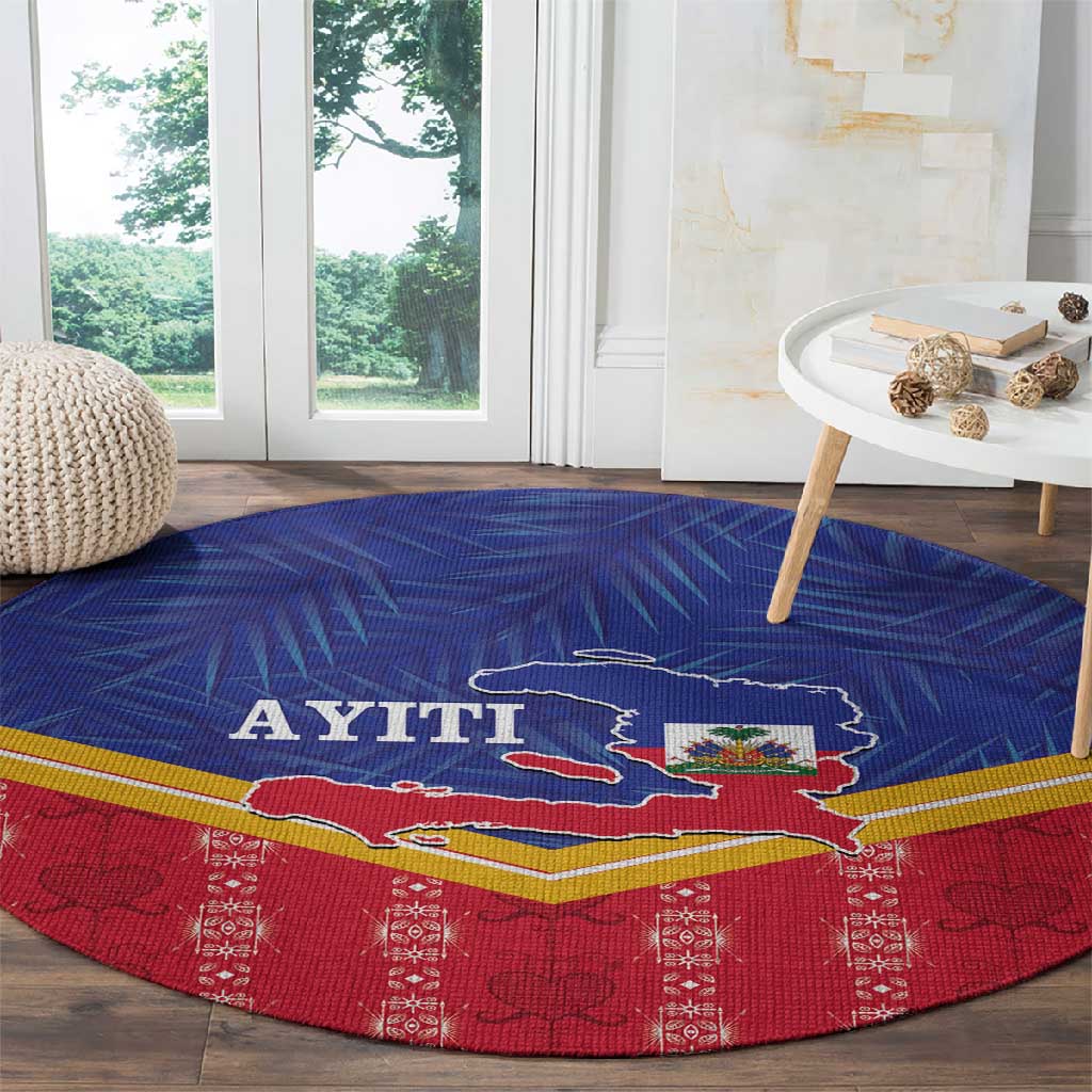 Afro-Haitians Round Carpet Proud Ayiti Veve Vodou Royal Palm Leaves - Wonder Print Shop