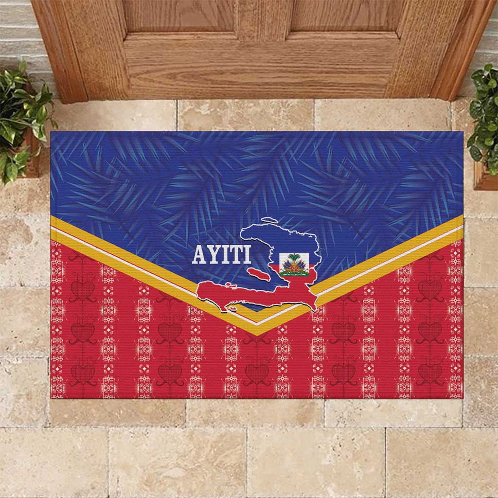 Afro-Haitians Rubber Doormat Proud Ayiti Veve Vodou Royal Palm Leaves - Wonder Print Shop