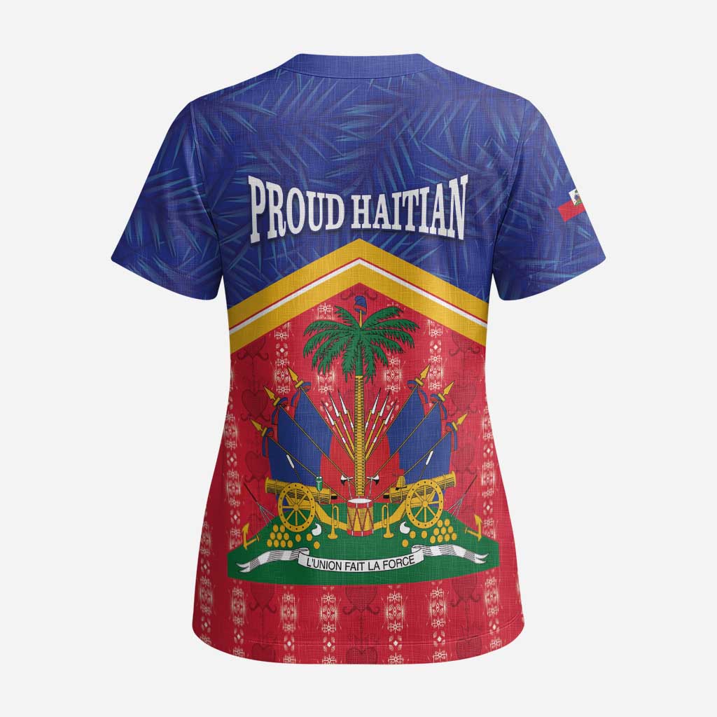 Afro-Haitians Scrub Top Proud Ayiti Veve Vodou Royal Palm Leaves - Wonder Print Shop