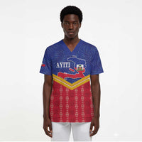 Afro-Haitians Scrub Top Proud Ayiti Veve Vodou Royal Palm Leaves - Wonder Print Shop