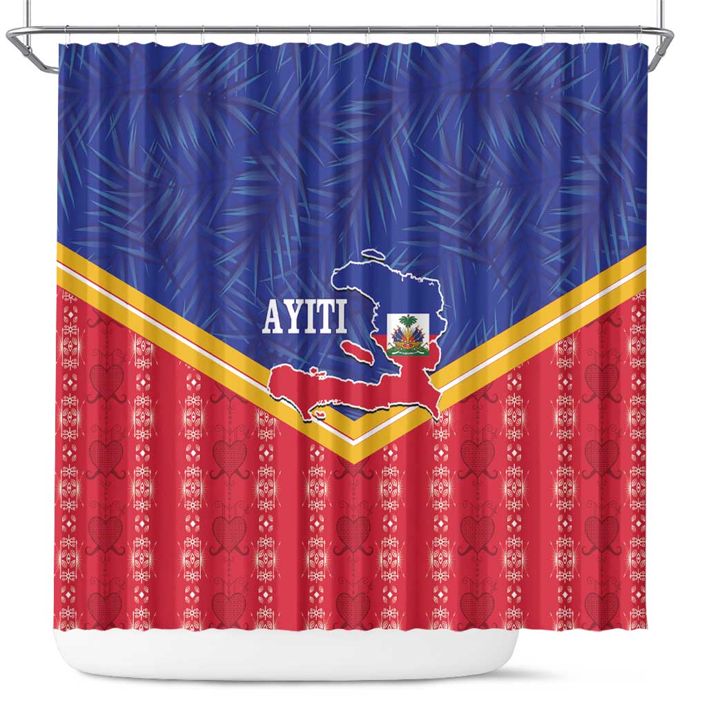Afro-Haitians Shower Curtain Proud Ayiti Veve Vodou Royal Palm Leaves - Wonder Print Shop