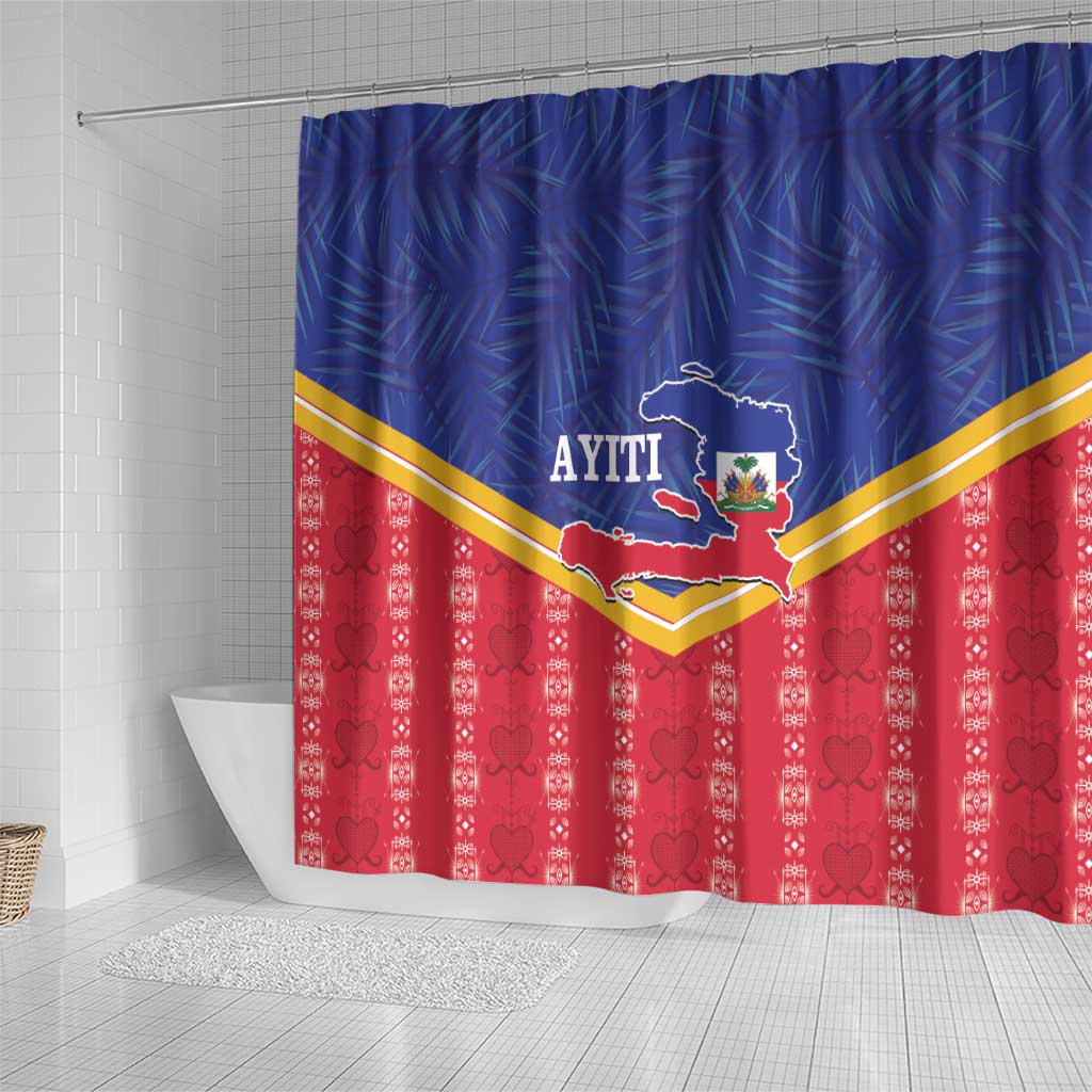 Afro-Haitians Shower Curtain Proud Ayiti Veve Vodou Royal Palm Leaves - Wonder Print Shop