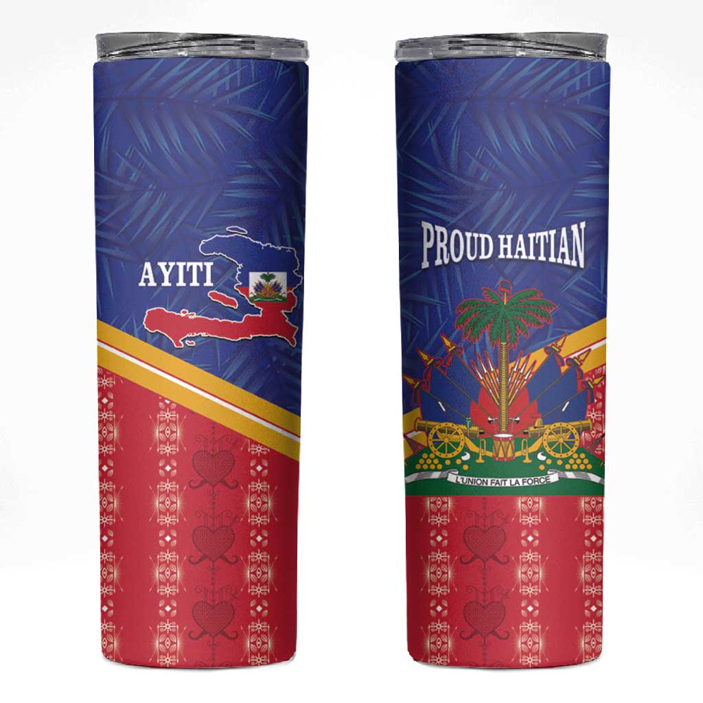 Afro-Haitians Skinny Tumbler Proud Ayiti Veve Vodou Royal Palm Leaves - Wonder Print Shop