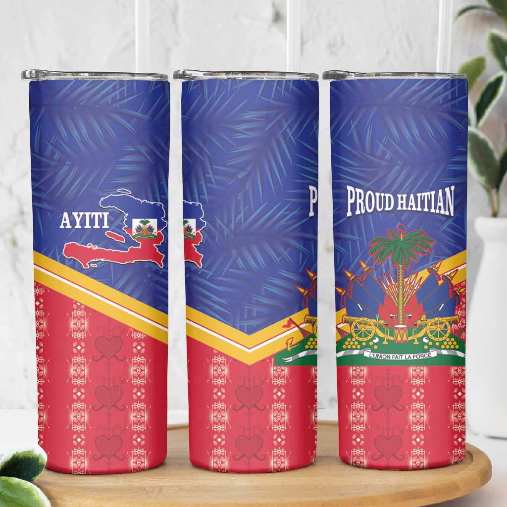 Afro-Haitians Skinny Tumbler Proud Ayiti Veve Vodou Royal Palm Leaves - Wonder Print Shop