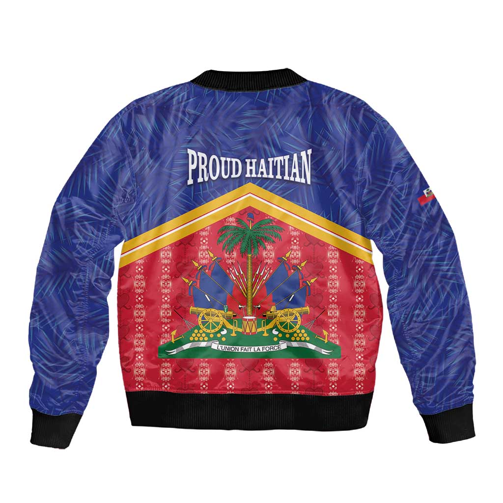 Afro-Haitians Sleeve Zip Bomber Jacket Proud Ayiti Veve Vodou Royal Palm Leaves - Wonder Print Shop