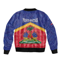 Afro-Haitians Sleeve Zip Bomber Jacket Proud Ayiti Veve Vodou Royal Palm Leaves - Wonder Print Shop