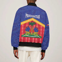 Afro-Haitians Sleeve Zip Bomber Jacket Proud Ayiti Veve Vodou Royal Palm Leaves - Wonder Print Shop