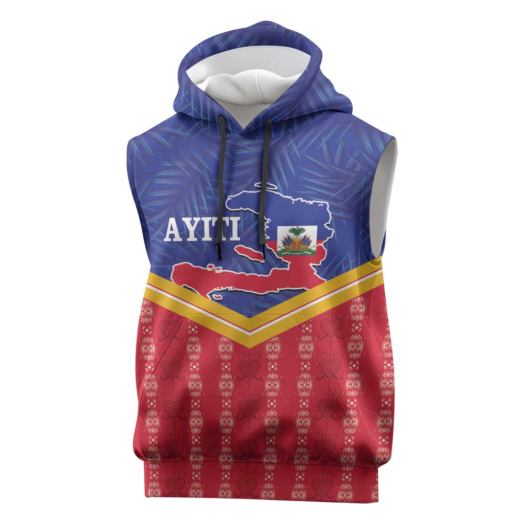 Afro-Haitians Sleeveless Hoodie Proud Ayiti Veve Vodou Royal Palm Leaves - Wonder Print Shop