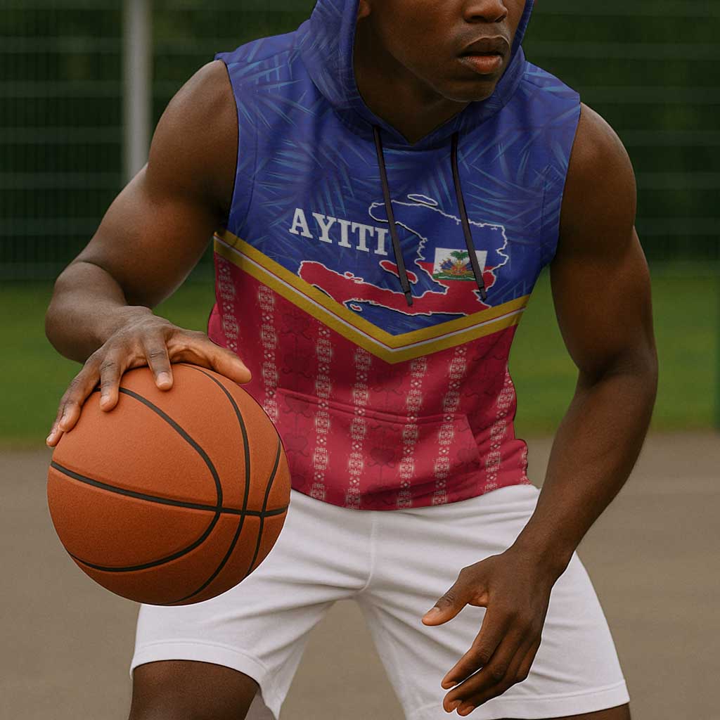 Afro-Haitians Sleeveless Hoodie Proud Ayiti Veve Vodou Royal Palm Leaves - Wonder Print Shop