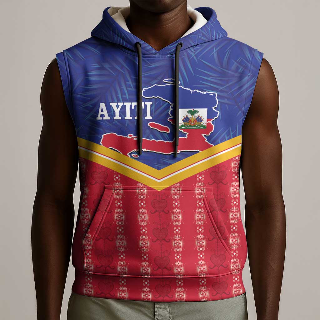 Afro-Haitians Sleeveless Hoodie Proud Ayiti Veve Vodou Royal Palm Leaves - Wonder Print Shop
