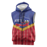 Afro-Haitians Sleeveless Zip Hoodie Proud Ayiti Veve Vodou Royal Palm Leaves - Wonder Print Shop