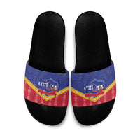 Afro-Haitians Slide Sandals Proud Ayiti Veve Vodou Royal Palm Leaves - Wonder Print Shop