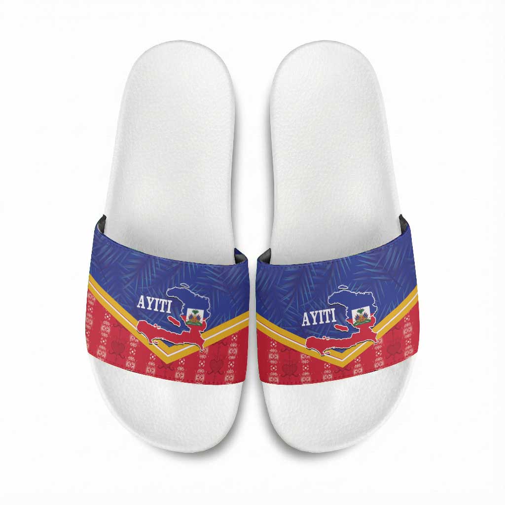 Afro-Haitians Slide Sandals Proud Ayiti Veve Vodou Royal Palm Leaves - Wonder Print Shop