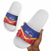 Afro-Haitians Slide Sandals Proud Ayiti Veve Vodou Royal Palm Leaves - Wonder Print Shop