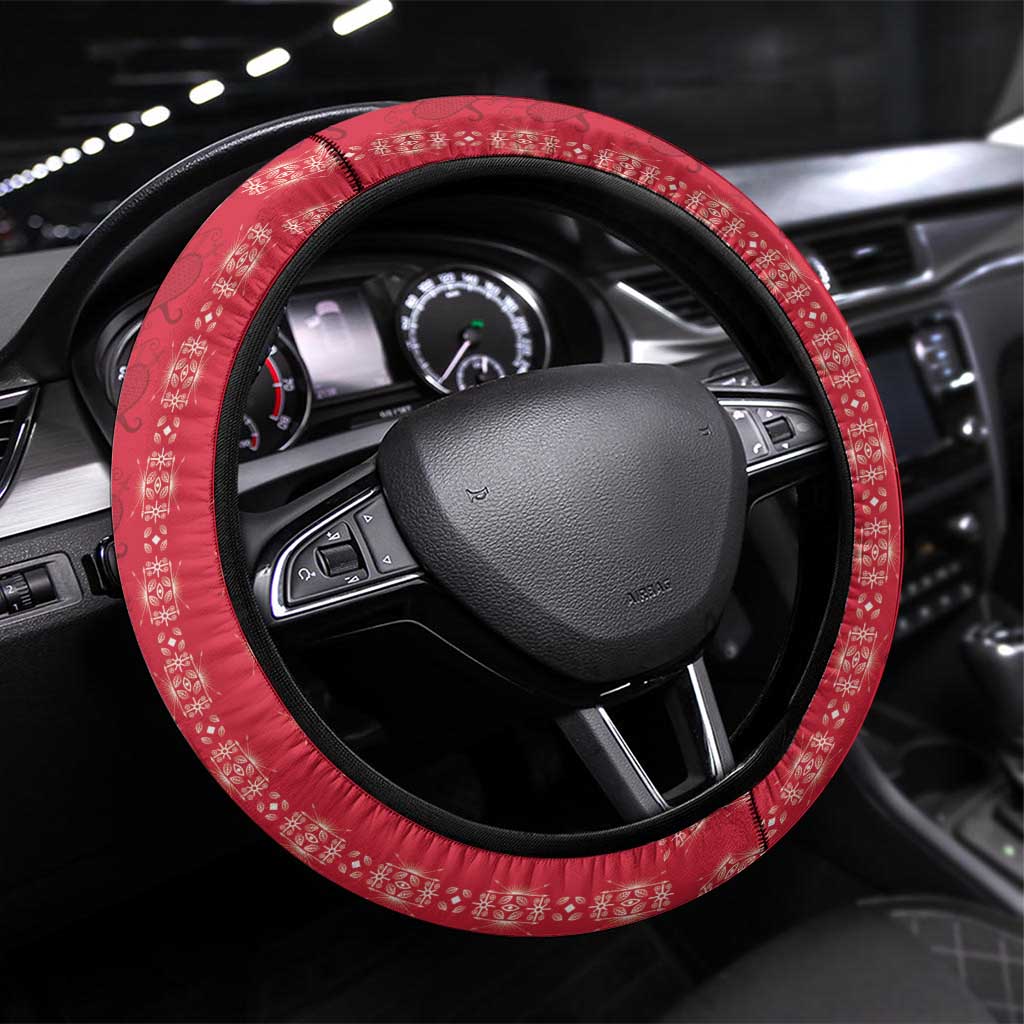Afro-Haitians Steering Wheel Cover Proud Ayiti Veve Vodou Royal Palm Leaves - Wonder Print Shop